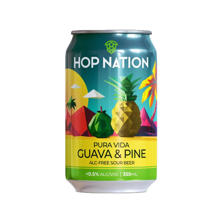 Hop Nation Brewing Co - Pura Vida Guava & Pine Sour 0.5% 355ml Can
