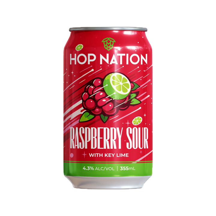 Hop Nation Brewing Co - Raspberry Sour with Key Lime 4.3% 355ml Can