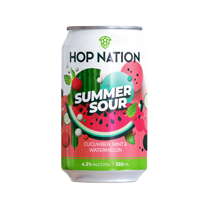 Hop Nation Brewing Co - Summer Sour Cucumber Mint & Watermelon 4.3% 355ml Can