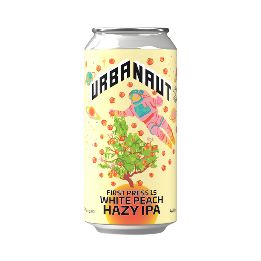Urbanaut Brewing Co - First Press 15 White Peach Hazy IPA 5.7% 440ml Can