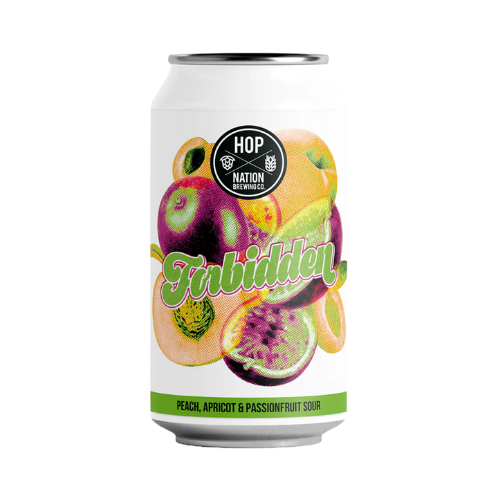 Hop Nation Brewing Co - Forbidden Peach, Apricot, and Passionfruit Sour 5.3% 375ml Can